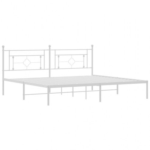 Sengeramme med sengegavl 193×203 cm - metal, hvid