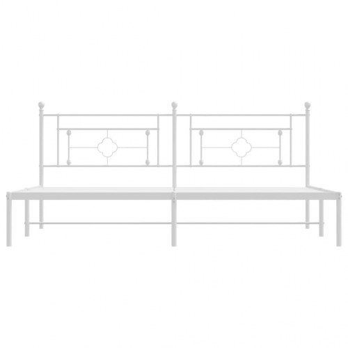 Sengeramme med sengegavl 193×203 cm - metal, hvid