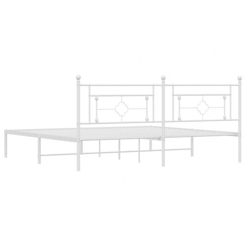 Sengeramme med sengegavl 193×203 cm - metal, hvid
