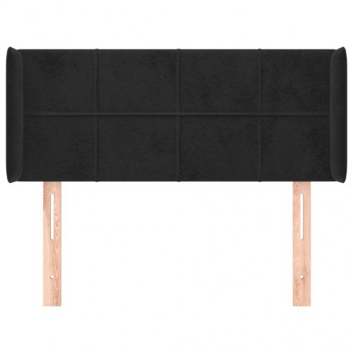 Sengegavl med kanter 83 x 16 x 78/88 cm - sort fløjl