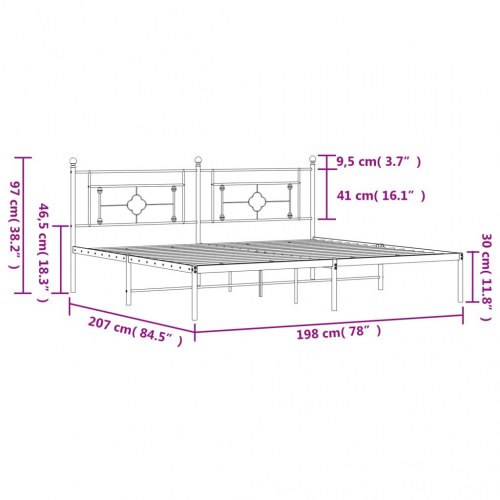 Sengeramme med sengegavl 193×203 cm - metal, hvid