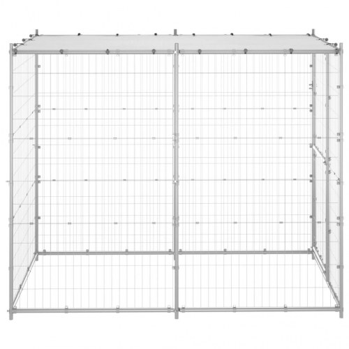 Udendørs hundebur med tag i galvaniseret stål - 110 × 220 × 180 cm