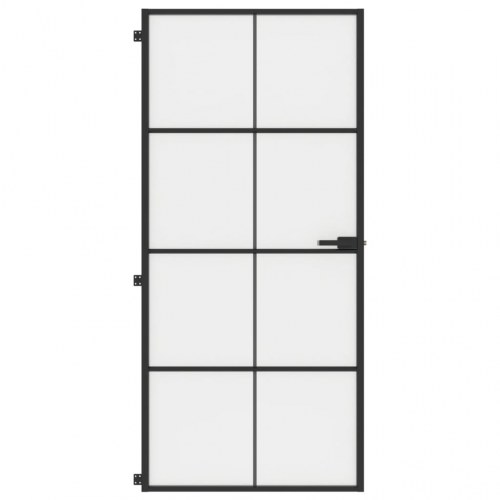 Dør 93x201,5 cm hærdet glas og aluminium sort