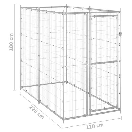 Udendørs hundebur 110x220x180 cm galvaniseret stål