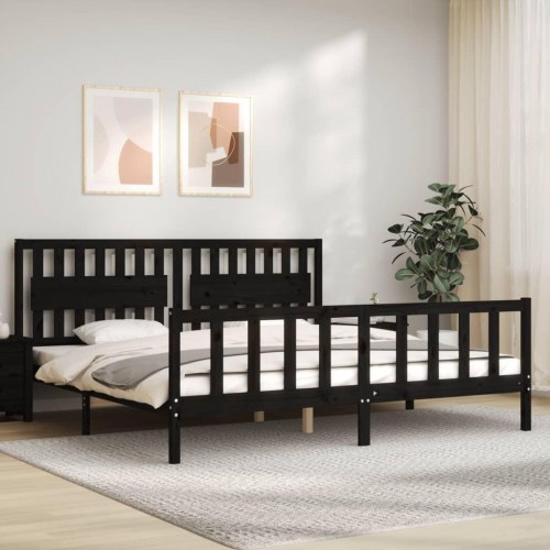 Sengeramme med sengegavl 200 x 200 cm - sort