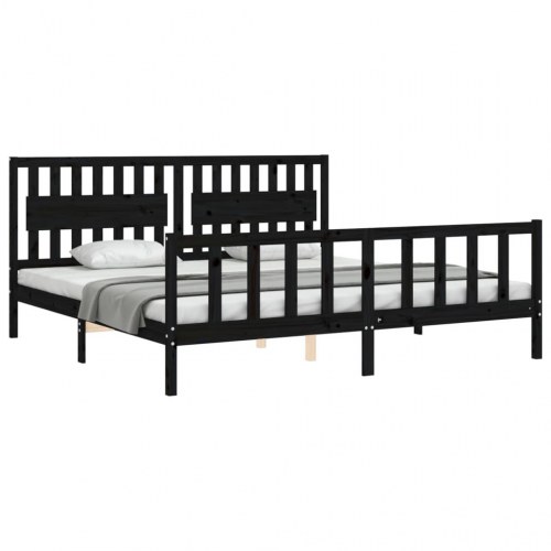 Sengeramme med sengegavl 200 x 200 cm - sort