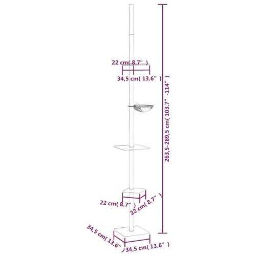 Kradsetræ fra gulv til loft 263,5-289,5 cm lysegrå