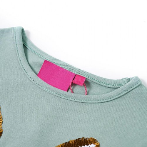Langærmet T-shirt til børn str. 128 - mintgrøn