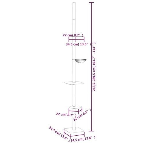 Kradsetræ fra gulv til loft 263,5-289,5 cm mørkegrå