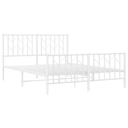 Sengeramme i metal med gavl og fodgærde 135×190 cm - hvid