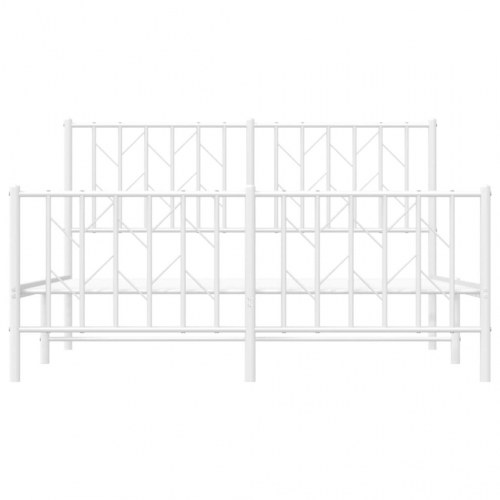 Sengeramme i metal med gavl og fodgærde 135×190 cm - hvid