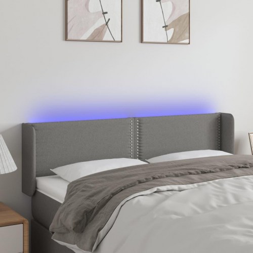 Sengegavl med LED-lys 147 x 16 x 78/88 cm - mørkegrå