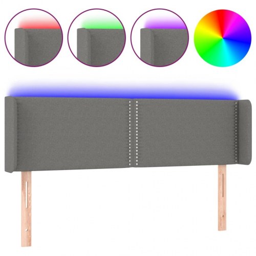 Sengegavl med LED-lys 147 x 16 x 78/88 cm - mørkegrå