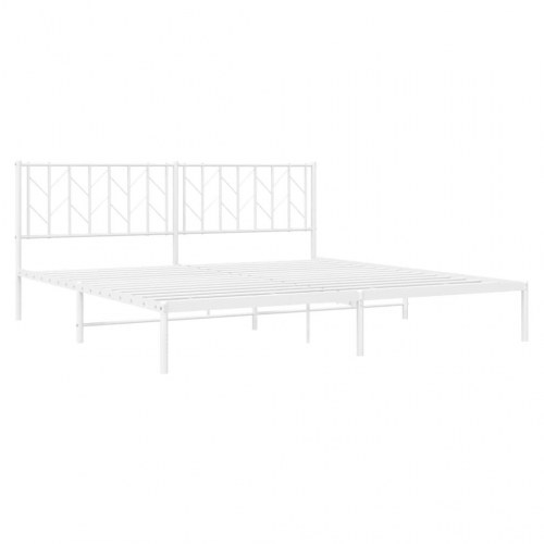 Sengeramme med sengegavl 193×203 cm - metal, hvid