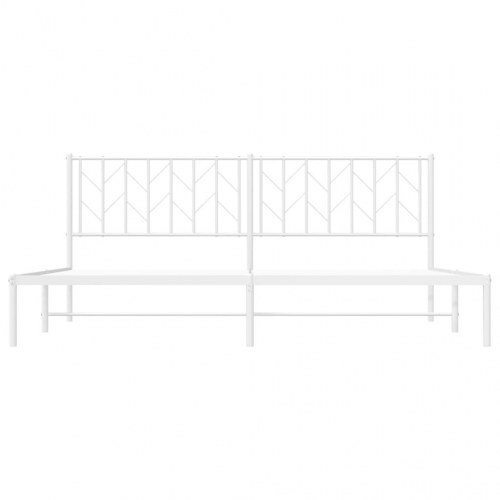Sengeramme med sengegavl 193×203 cm - metal, hvid