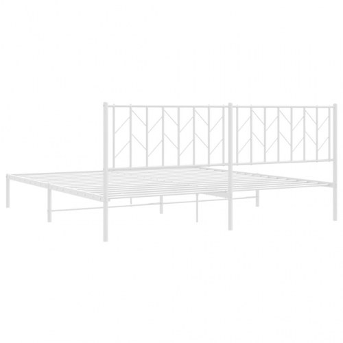 Sengeramme med sengegavl 193×203 cm - metal, hvid