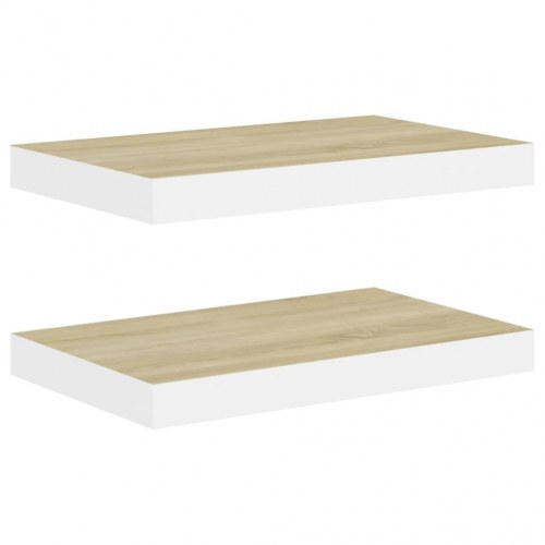 Væghylder 2 stk. 40×23×3,8 cm - MDF i egetræslook og hvid