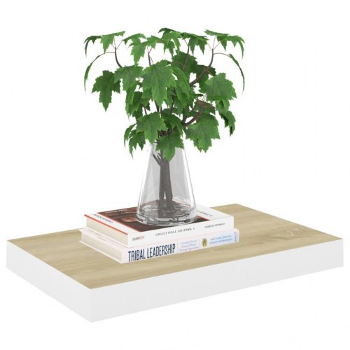 Væghylder 2 stk. 40×23×3,8 cm - MDF i egetræslook og hvid