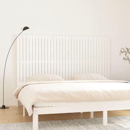 Sengegavl 204×3×110 cm i massivt fyrretræ - hvid, væghængt