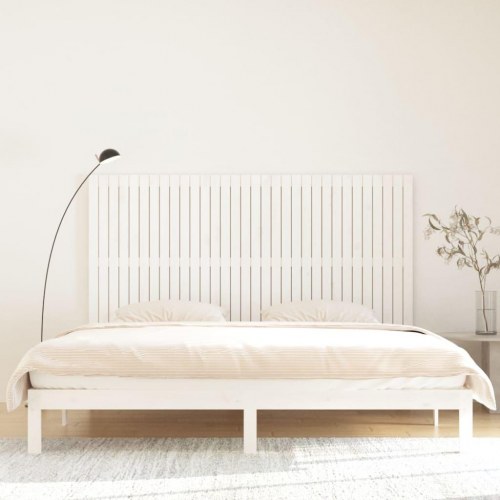 Sengegavl 204×3×110 cm i massivt fyrretræ - hvid, væghængt