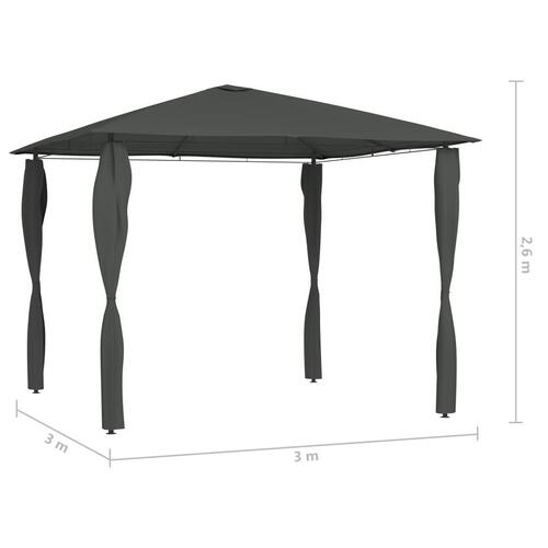 Med stolpeovertræk 3x3x2,6 m 160 g/m² antracitgrå