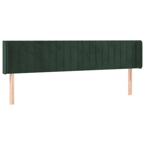 Sengegavl med kanter 183 x 16 x 78/88 cm fløjl - mørkegrøn