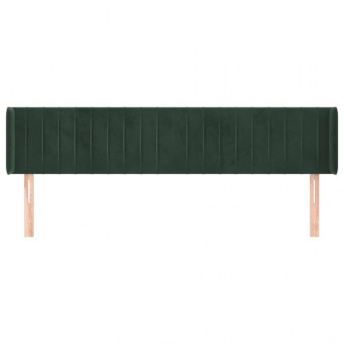 Sengegavl med kanter 183 x 16 x 78/88 cm fløjl - mørkegrøn