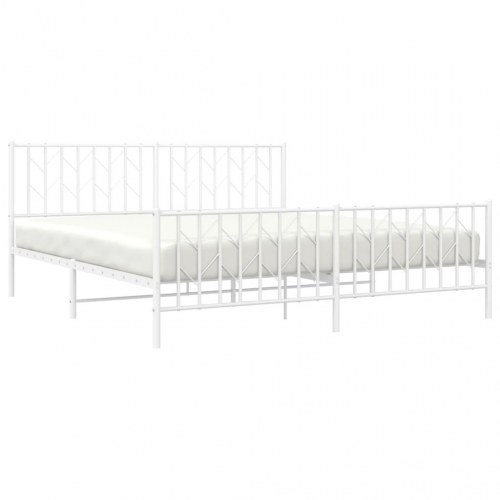Sengeramme med sengegavl og fodgærde 180x200 cm metal hvid
