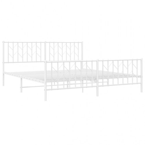 Sengeramme med sengegavl og fodgærde 180x200 cm metal hvid