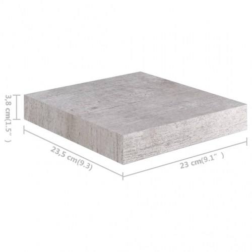 Væghylder 2 stk. - 23 × 23,5 × 3,8 cm i MDF, betongrå