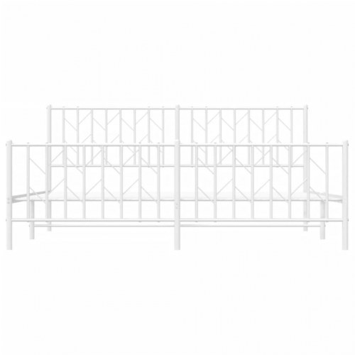 Sengeramme med sengegavl og fodgærde 180x200 cm metal hvid