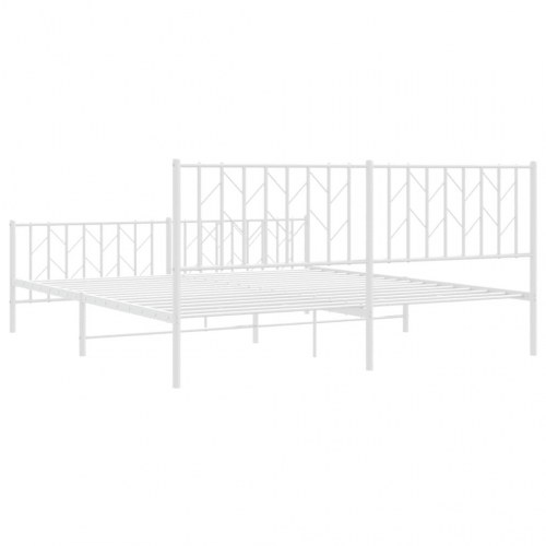 Sengeramme med sengegavl og fodgærde 180x200 cm metal hvid
