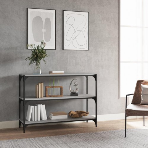 Bogreol med 3 hylder 100 x 33 x 70,5 cm - grå sonoma-eg