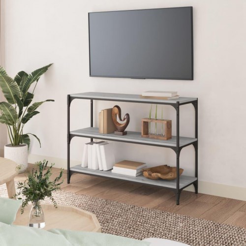 Bogreol med 3 hylder 100 x 33 x 70,5 cm - grå sonoma-eg
