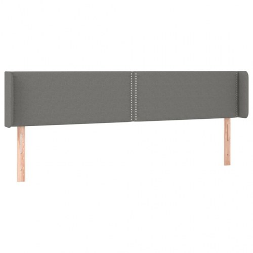 Sengegavl med LED-lys 163x16x78/88 cm stof mørkegrå