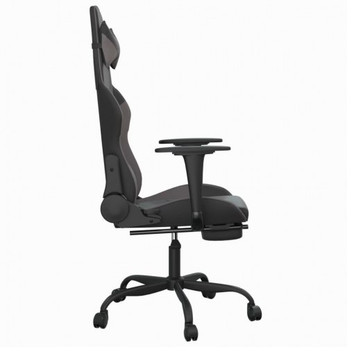 Gamingstol med massage og fodstøtte i kunstlæder - sort/grå