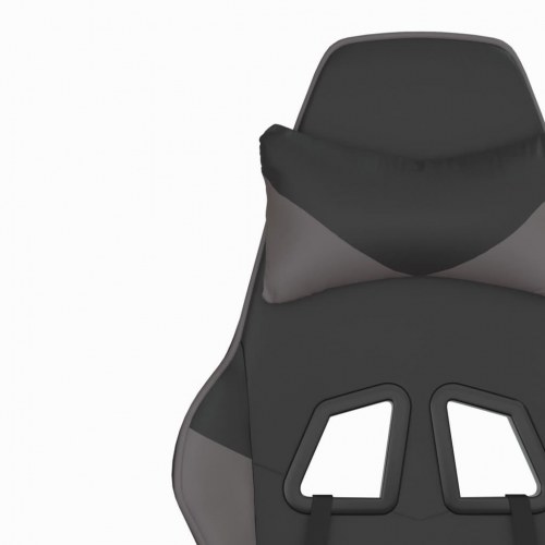 Gamingstol med massage og fodstøtte i kunstlæder - sort/grå