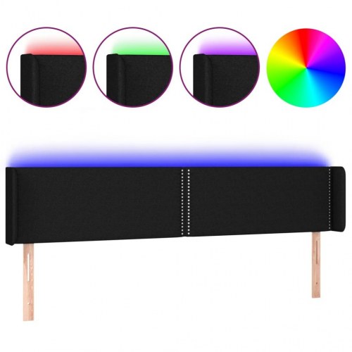 Sengegavl med LED-lys 163 x 16 x 78/88 cm - sort