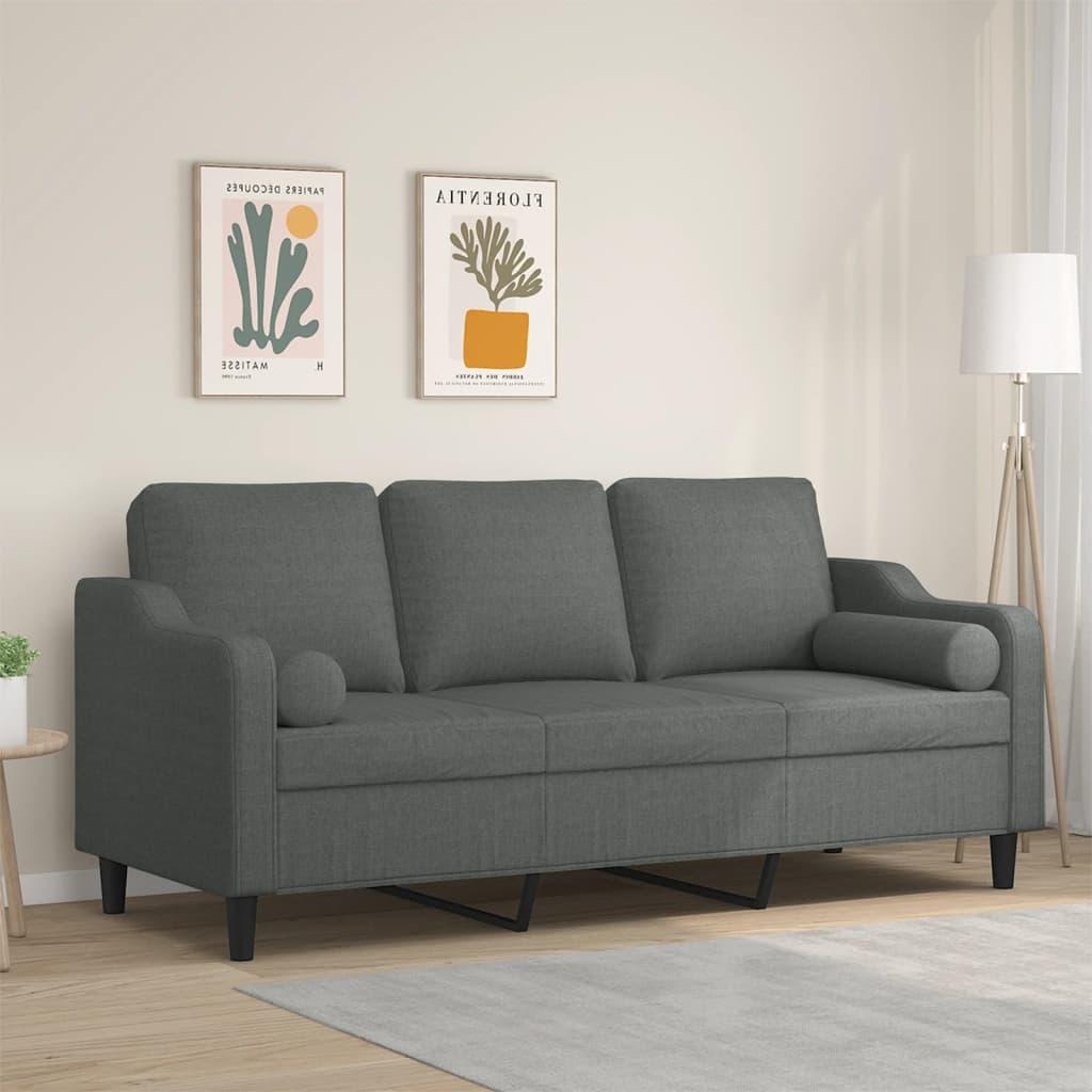 2-Personers Sofa Med Pyntepuder Stof - 180 cm / Mørkegrå