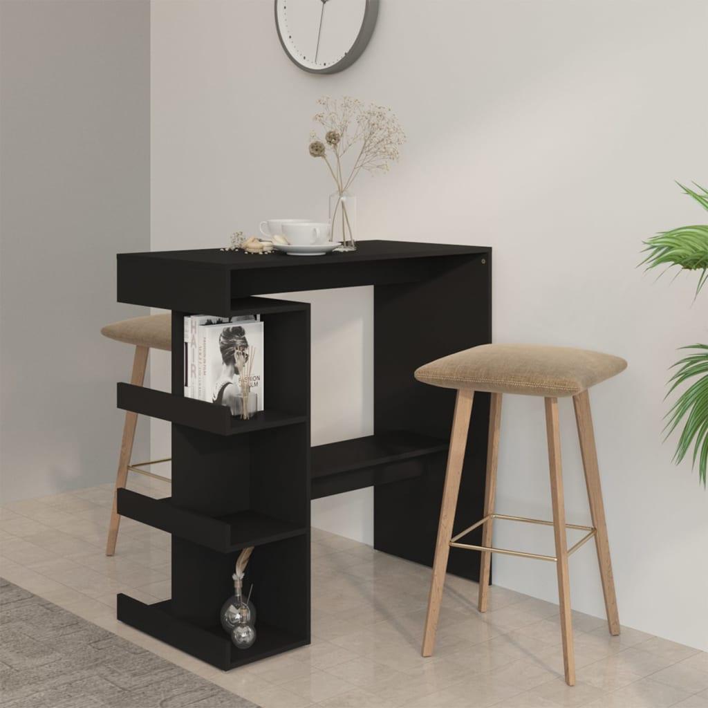 Barbord Med Opbevaringsstativ 100x50x101 Spånplade Sort