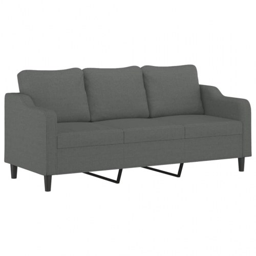 3-personers sofa med pyntepuder - 198 cm stof, mørkegrå
