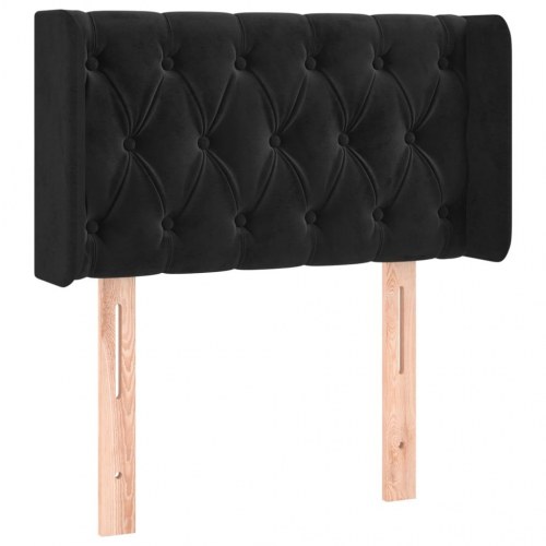 Sengegavl med kanter i fløjl 83 x 16 x 78/88 cm - sort