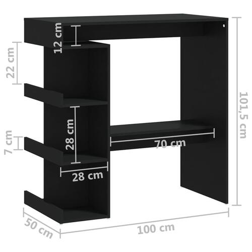Barbord m. stativ 100x50x101,5 cm konstrueret træ sort