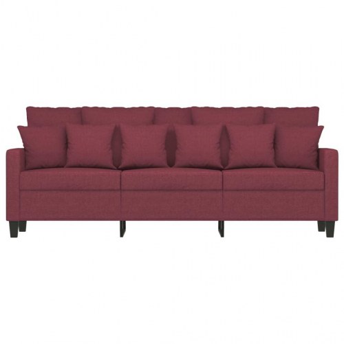 3-personers sofa i stof - vinrød, sædebredde 180 cm