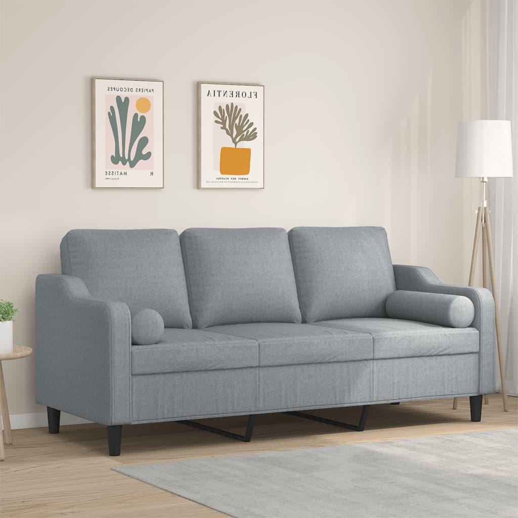 2-Personers Sofa Med Pyntepuder Stof - 180 cm / Lysegrå