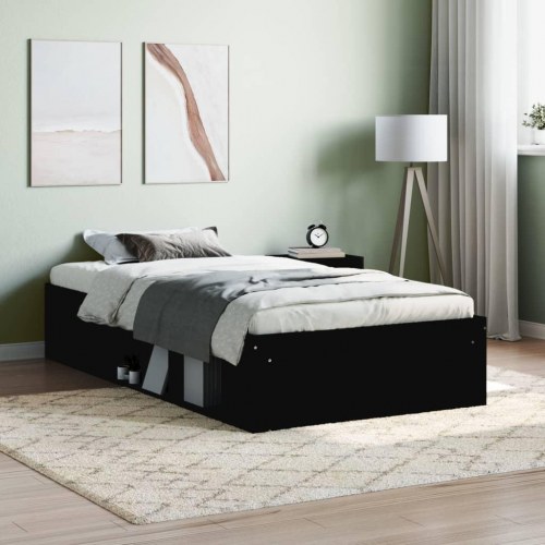 Sengeramme med opbevaring 90x200 cm - sort træ