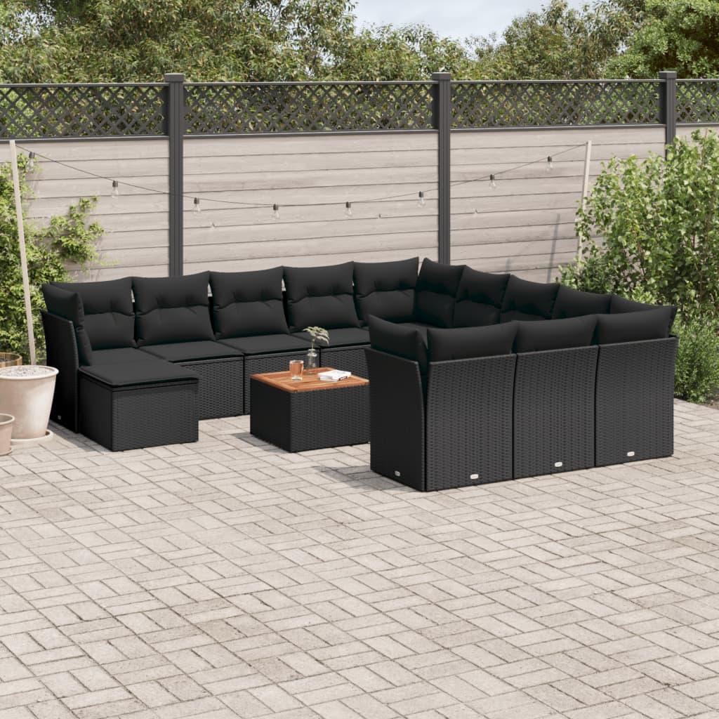 Sofasæt Til Haven 13 Dele Med Hynder Polyrattan Sort - Sort
