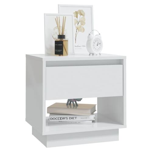 Sengeborde 2 stk. 45x34x44 cm konstrueret træ hvid højglans