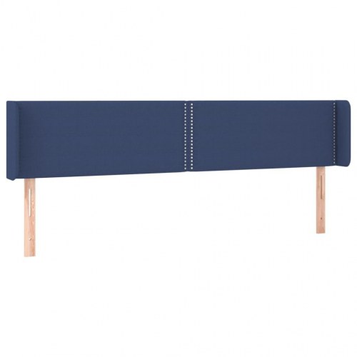 Sengegavl med LED-lys 163x16x78/88 cm stof blå