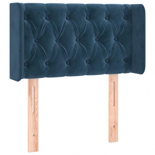 Sengegavl med kanter i fløjl 83 x 16 x 78/88 cm - mørkeblå
